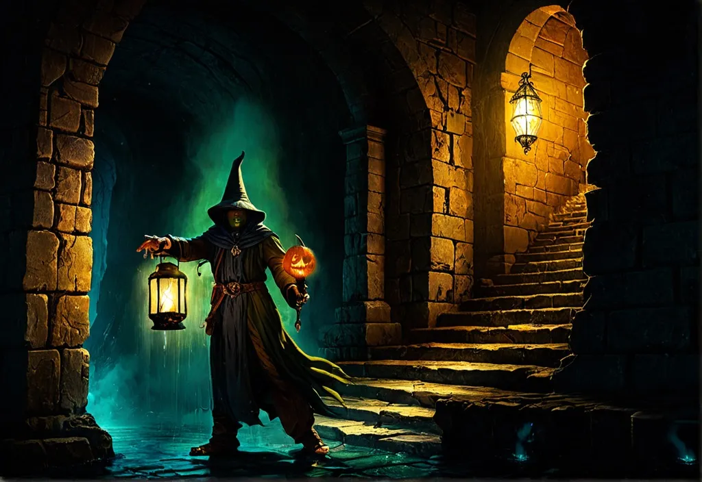 The wizard is entering the dungeon